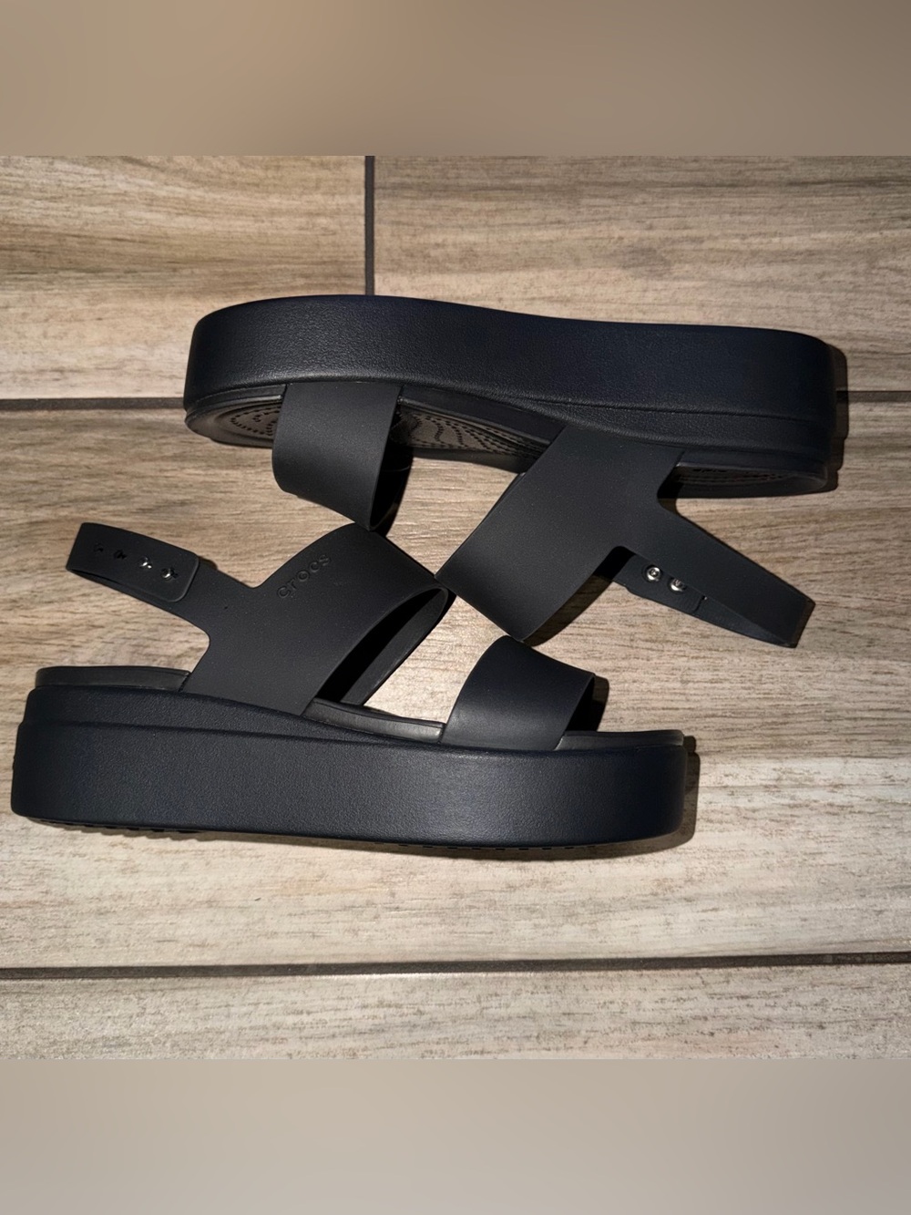 CROCS Black Platform Slide Sandals